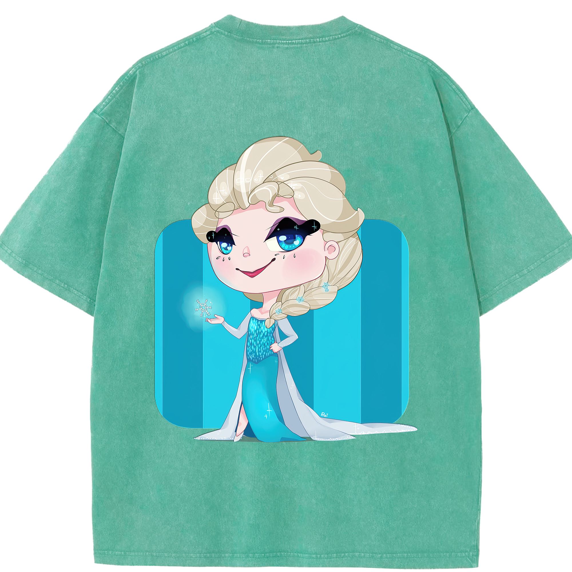 （画像用） アナと雪の女王 アンナ エルサ Frozen Anna Elsa 綿100% ヴィンテージ風 半袖Tシャツ（背面プリント）